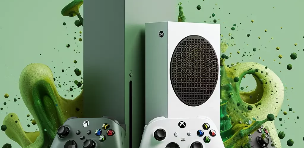 Xboxes with controllers, xbox game pass